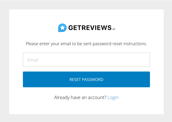 Enter your email address, and click "Reset Password"