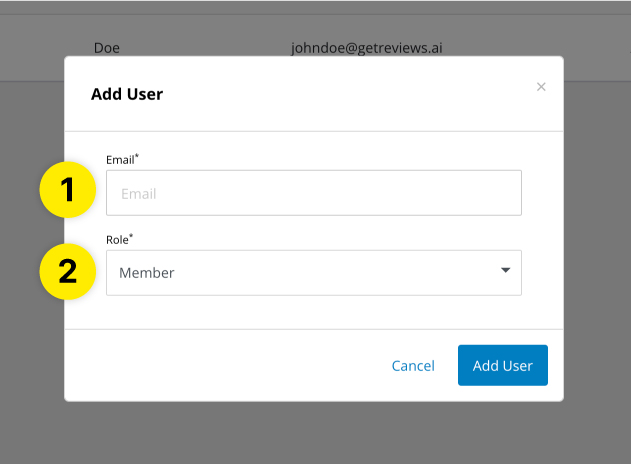 Add User modal